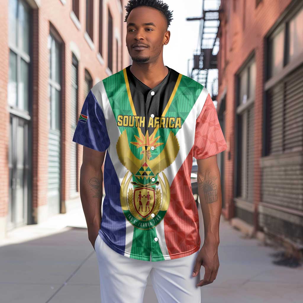 Personalised South Africa Baseball Jersey Coat Of Arms Flag Style LT15