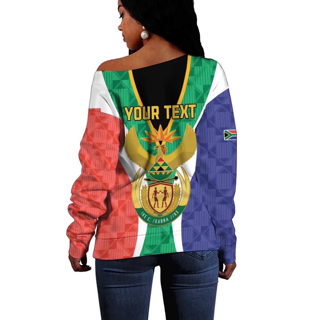 Personalised South Africa Off Shoulder Sweater Coat Of Arms Flag Style LT15