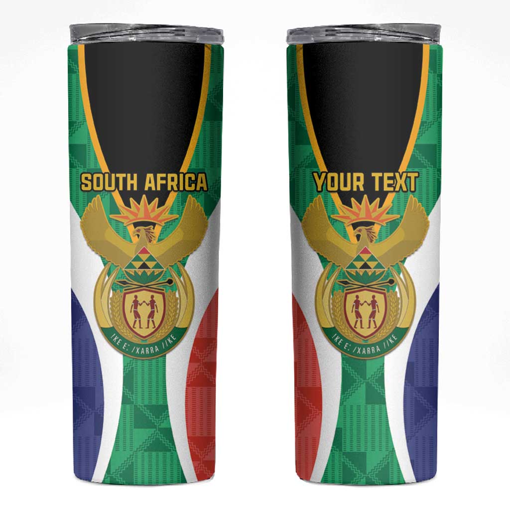 Personalised South Africa Skinny Tumbler Coat Of Arms Flag Style LT15
