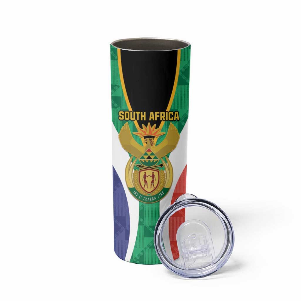 Personalised South Africa Skinny Tumbler Coat Of Arms Flag Style LT15