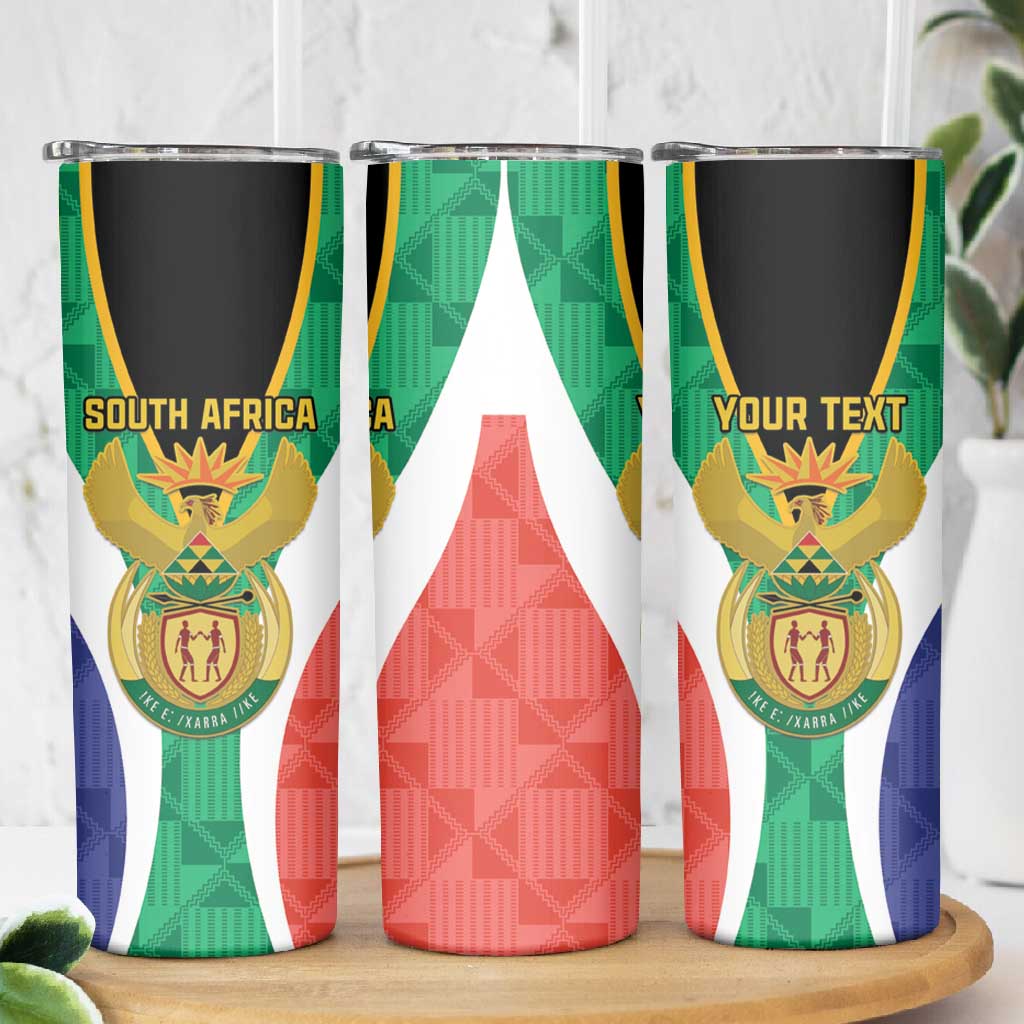 Personalised South Africa Skinny Tumbler Coat Of Arms Flag Style LT15