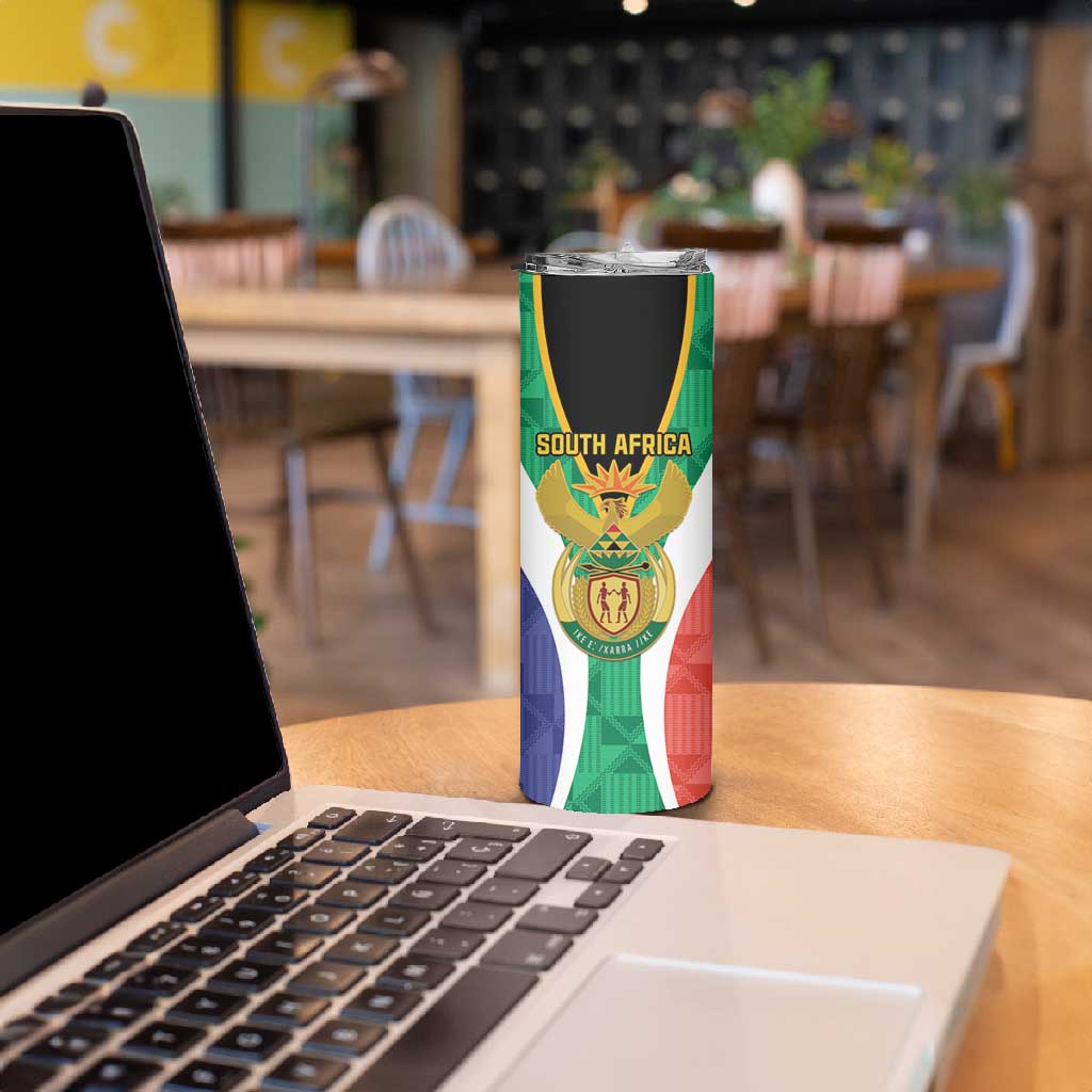 Personalised South Africa Skinny Tumbler Coat Of Arms Flag Style LT15