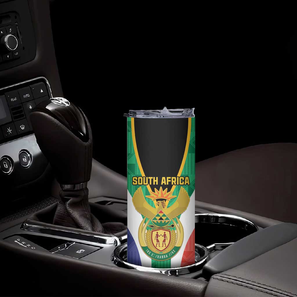 Personalised South Africa Skinny Tumbler Coat Of Arms Flag Style LT15
