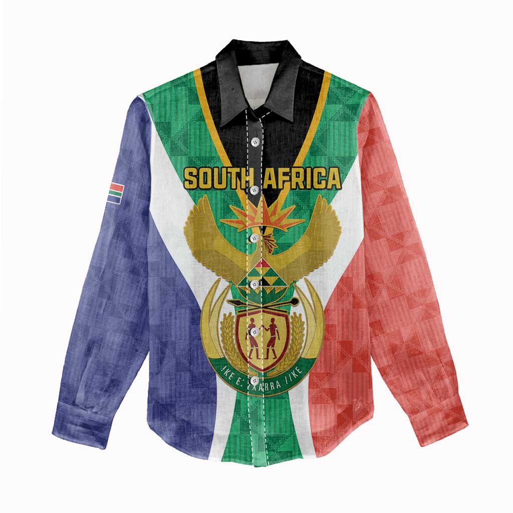 Personalised South Africa Women Casual Shirt Coat Of Arms Flag Style LT15