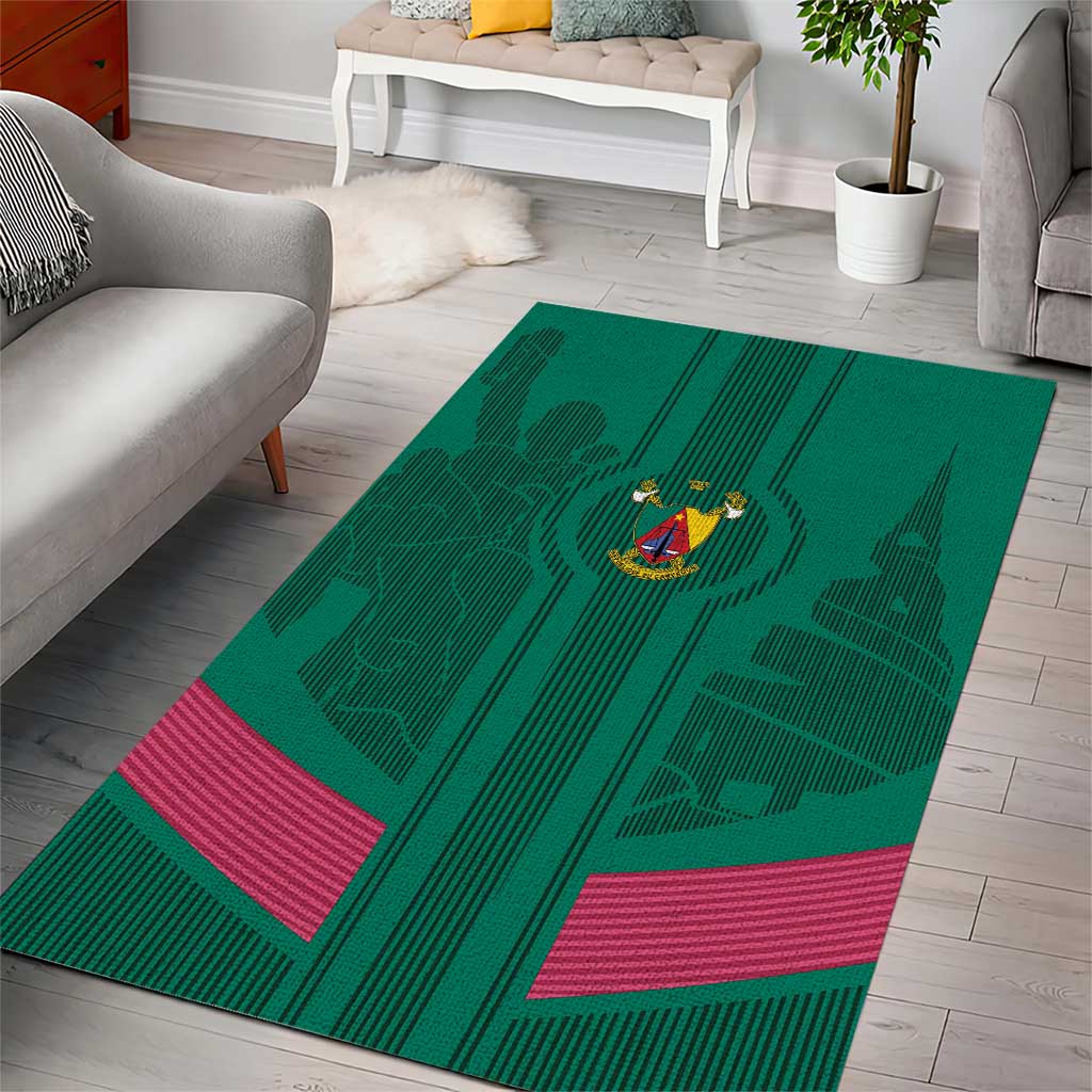 Custom Cameroun Football Area Rug Allez les Lions LT15