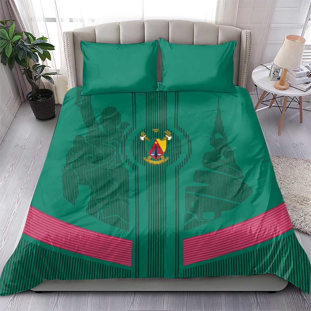 Custom Cameroun Football Bedding Set Allez les Lions LT15