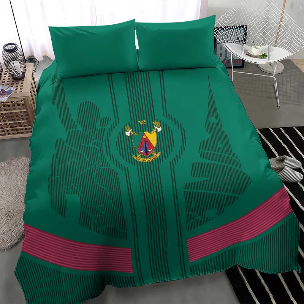 Custom Cameroun Football Bedding Set Allez les Lions LT15