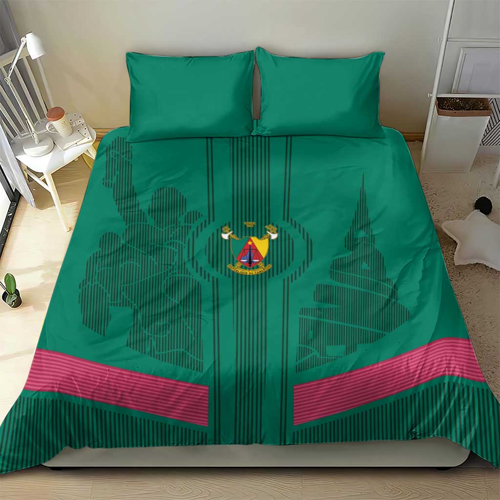 Custom Cameroun Football Bedding Set Allez les Lions LT15
