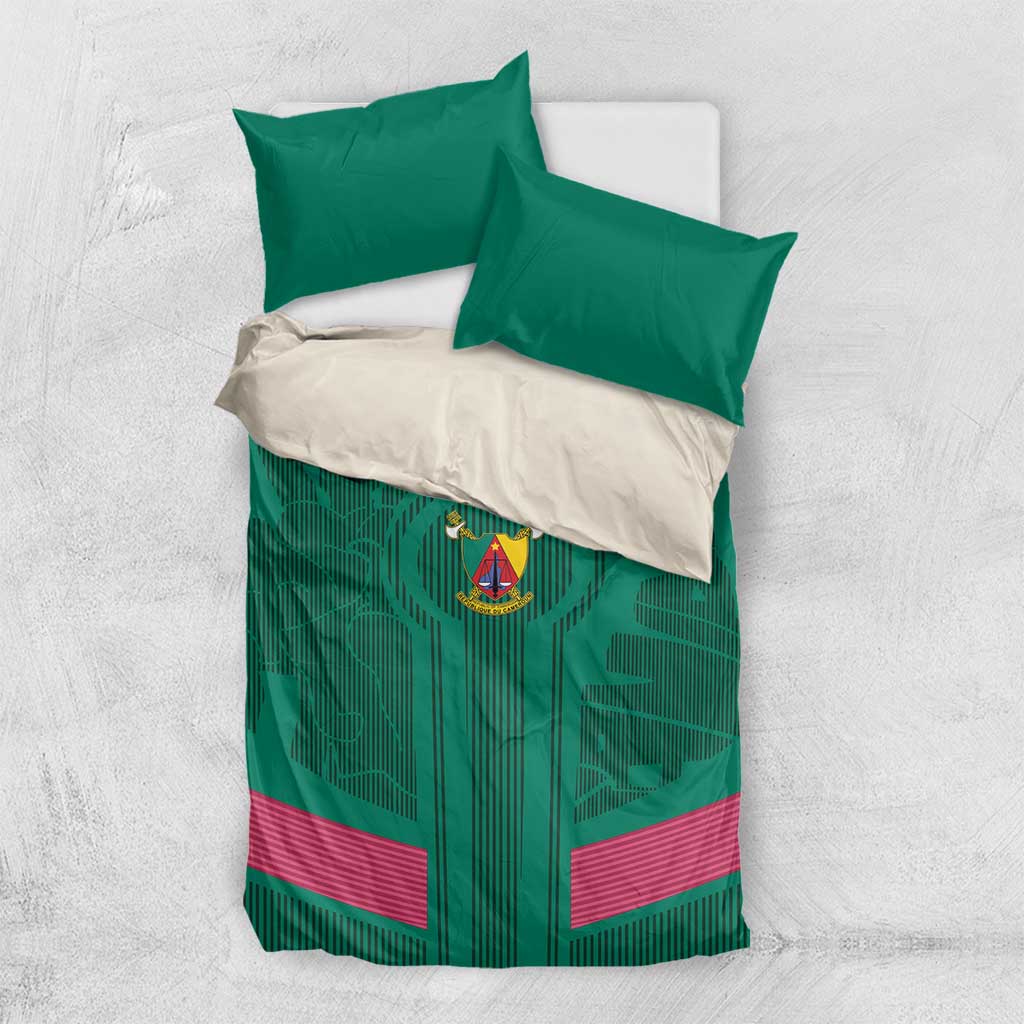 Custom Cameroun Football Bedding Set Allez les Lions LT15