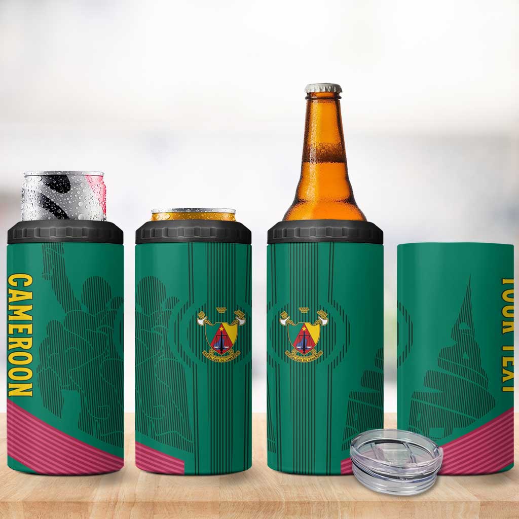 Custom Cameroun Football 4 in 1 Can Cooler Tumbler Allez les Lions LT15