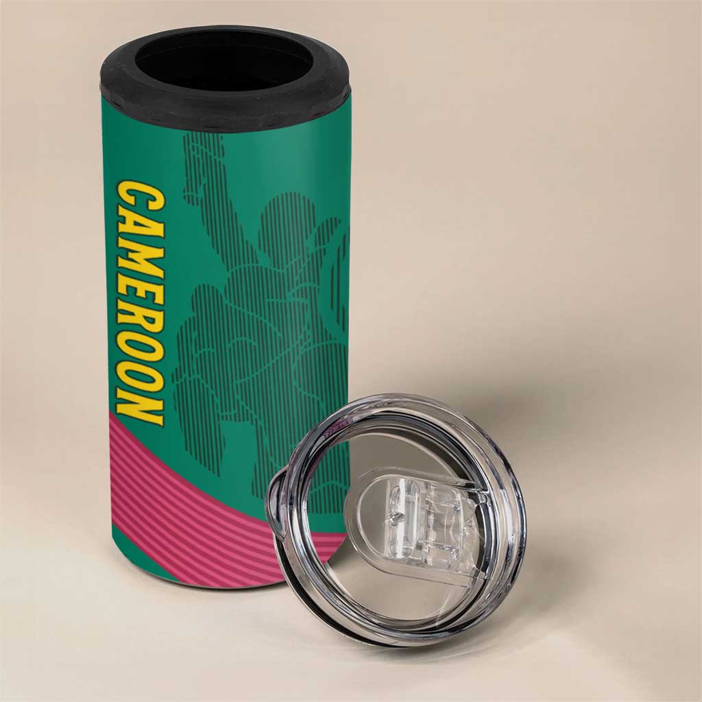 Custom Cameroun Football 4 in 1 Can Cooler Tumbler Allez les Lions LT15