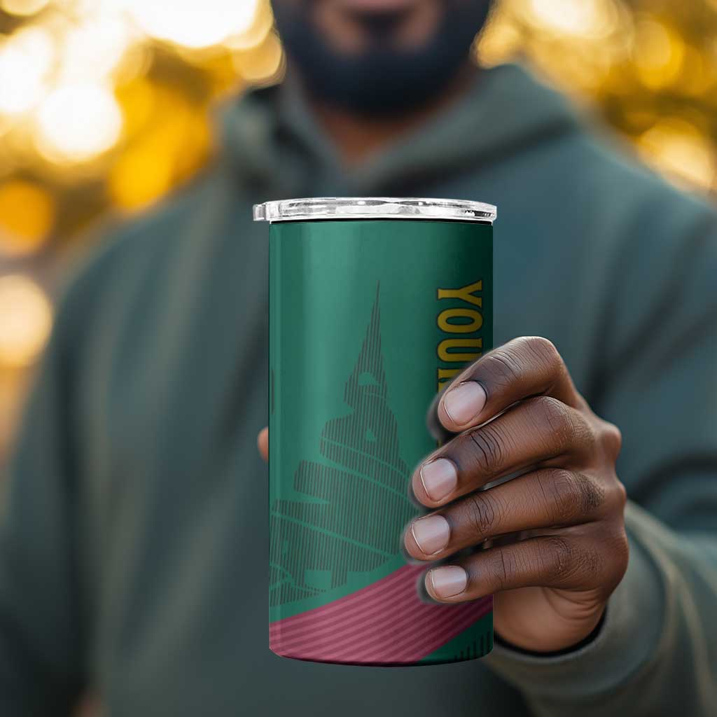 Custom Cameroun Football 4 in 1 Can Cooler Tumbler Allez les Lions LT15