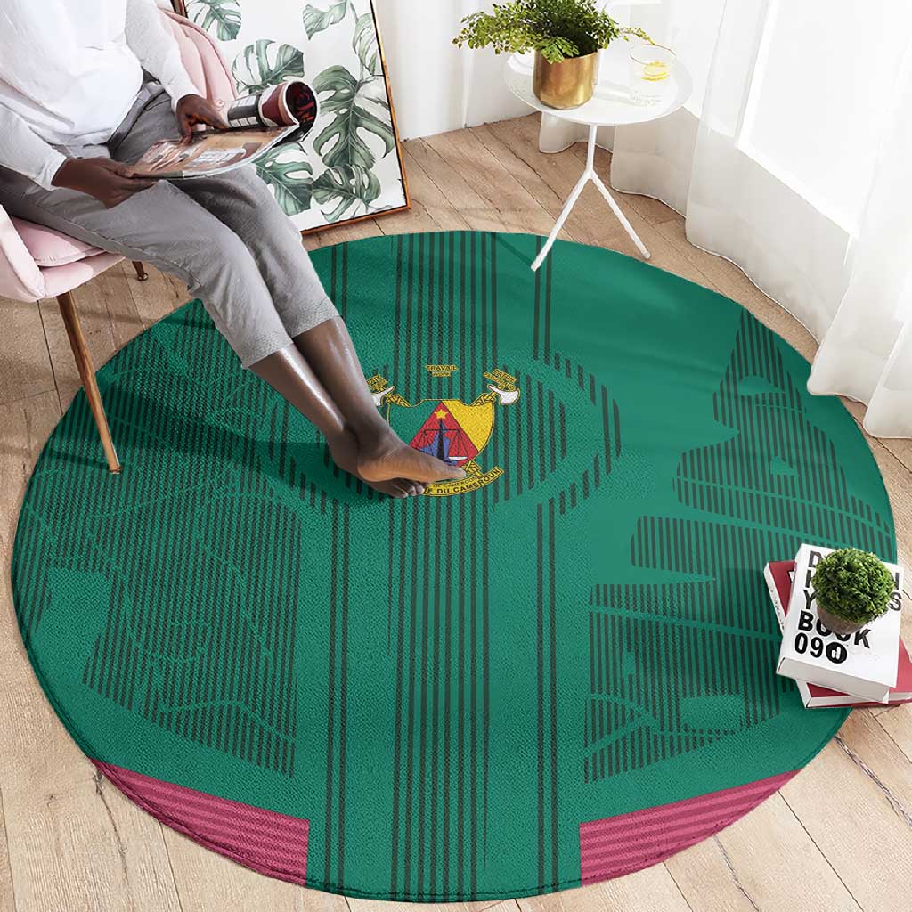 Custom Cameroun Football Round Carpet Allez les Lions LT15