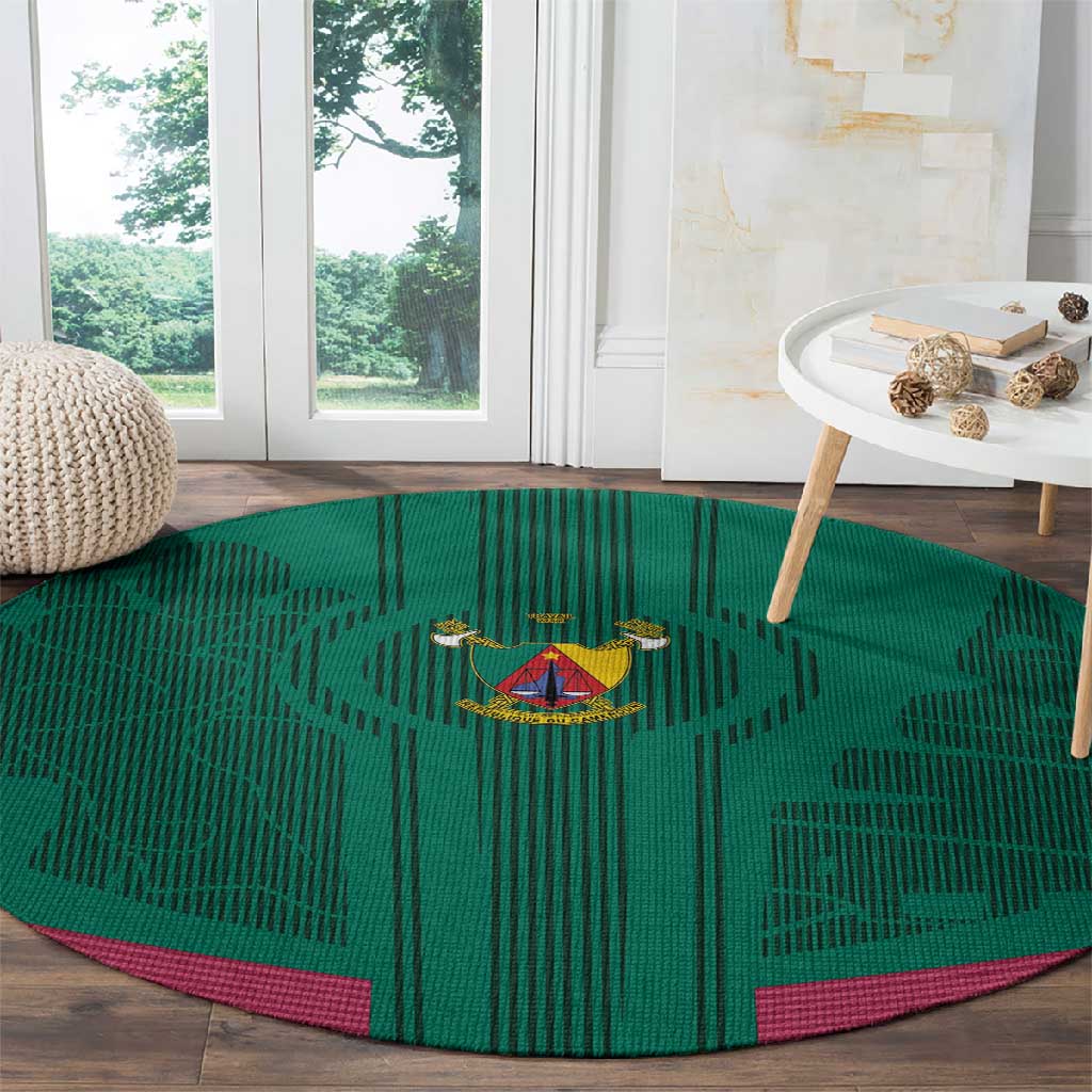 Custom Cameroun Football Round Carpet Allez les Lions LT15