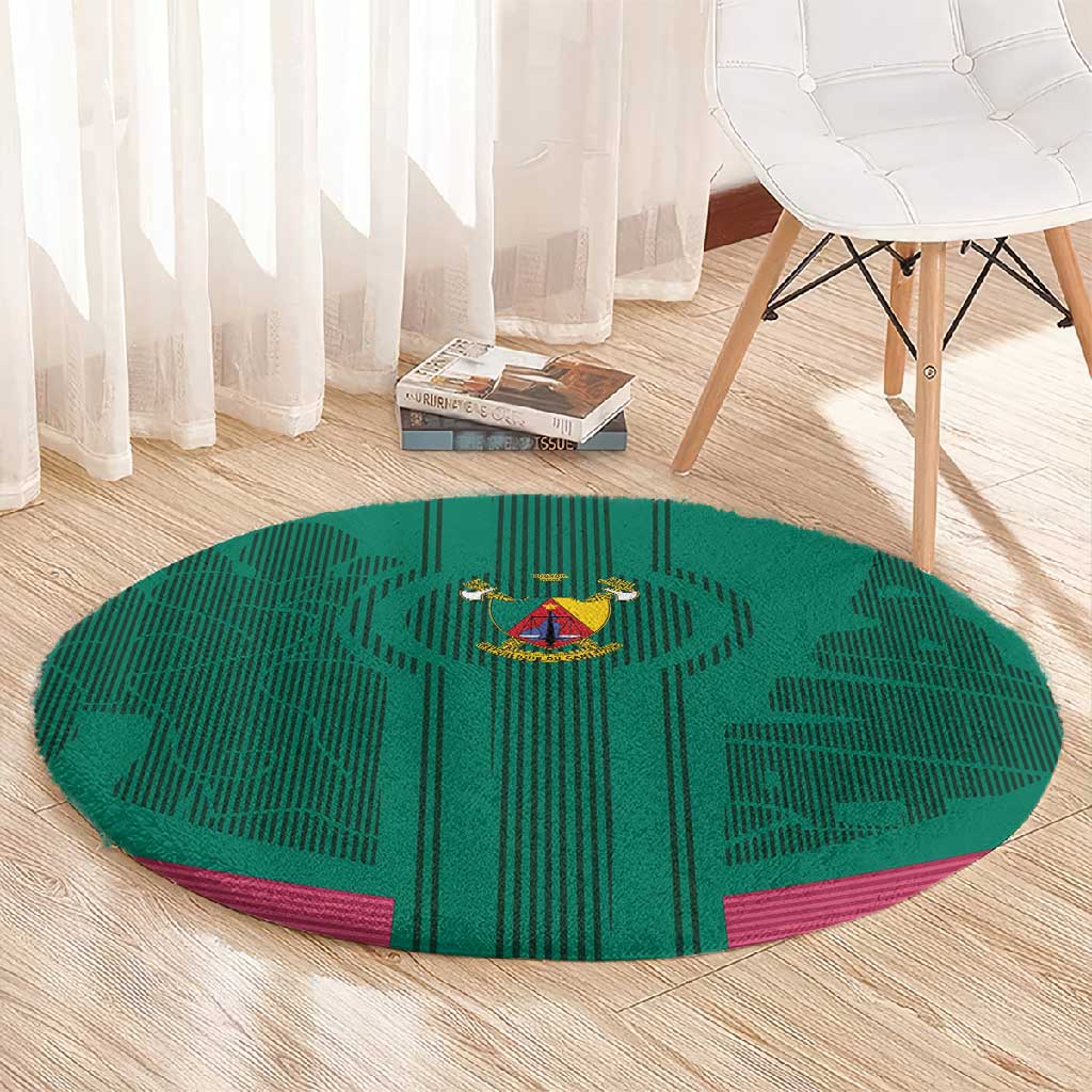 Custom Cameroun Football Round Carpet Allez les Lions LT15