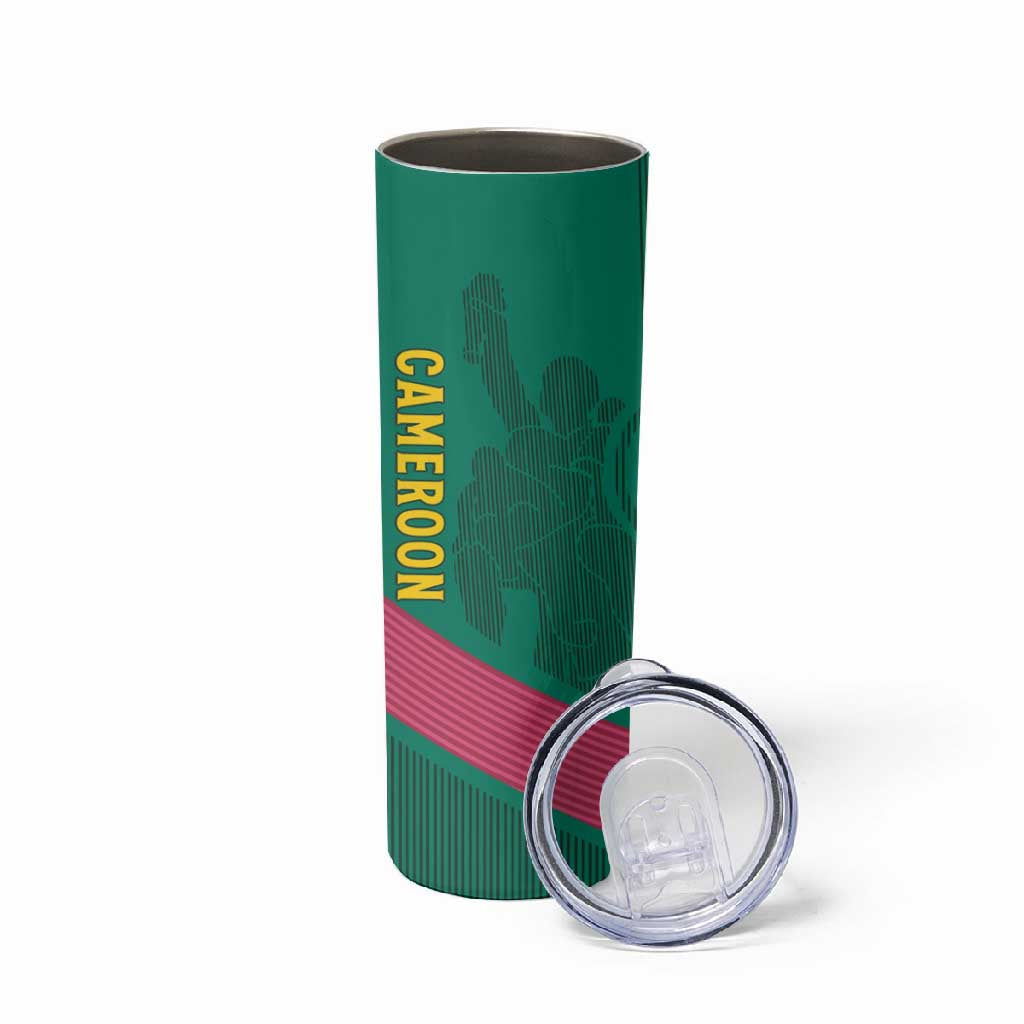 Custom Cameroun Football Skinny Tumbler Allez les Lions LT15