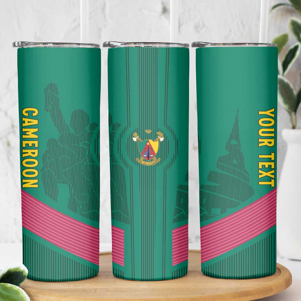 Custom Cameroun Football Skinny Tumbler Allez les Lions LT15