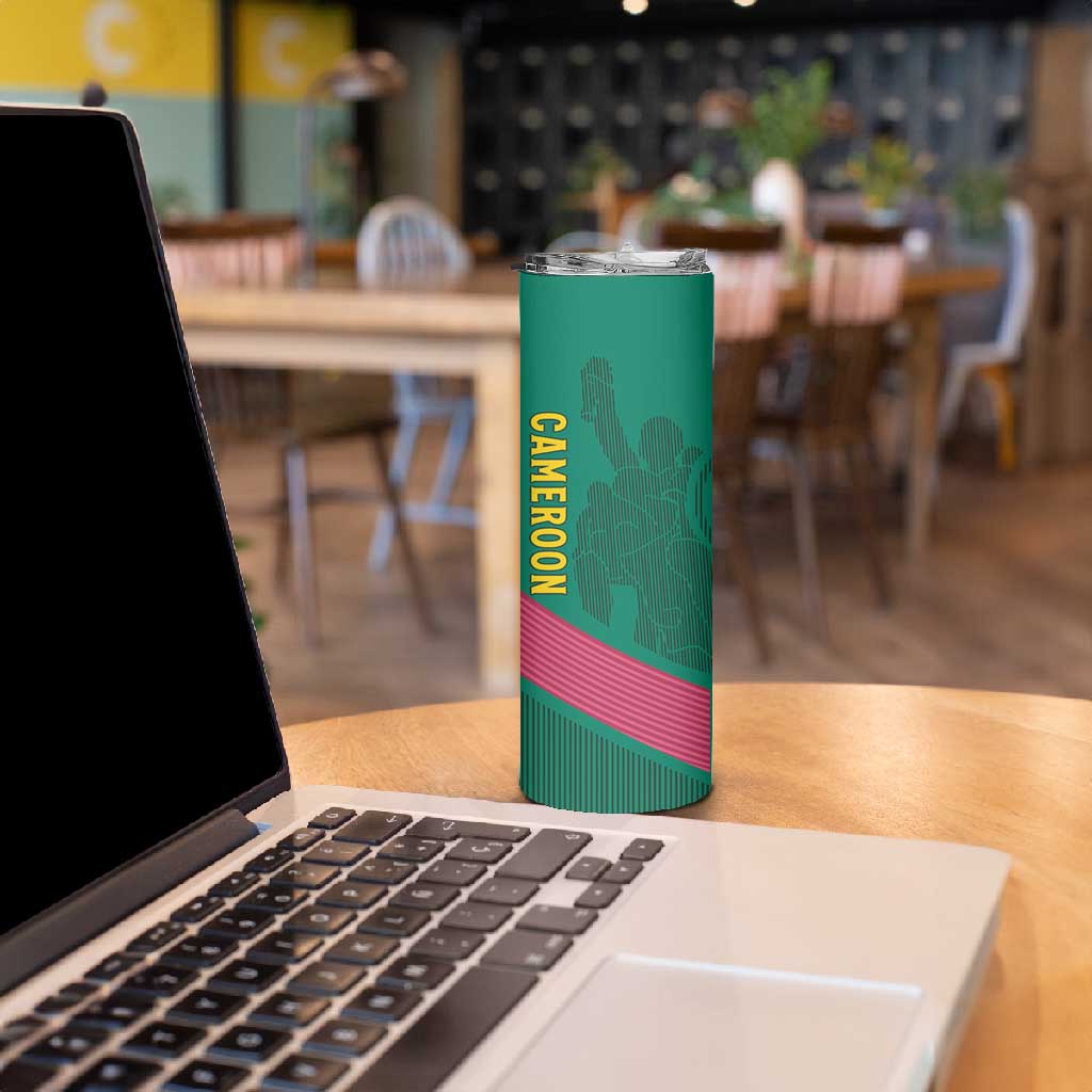 Custom Cameroun Football Skinny Tumbler Allez les Lions LT15