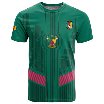 Custom Cameroun Football T shirt Allez les Lions LT15
