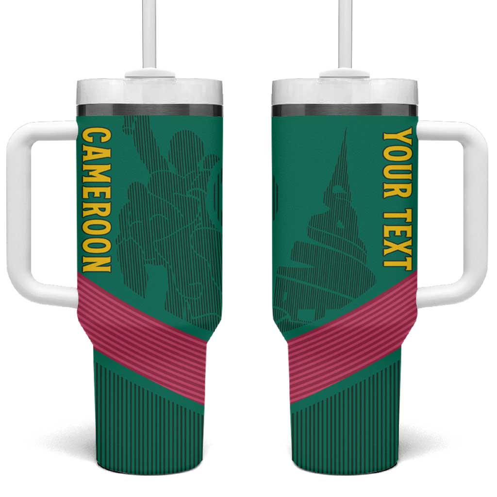 Custom Cameroun Football Tumbler With Handle Allez les Lions LT15