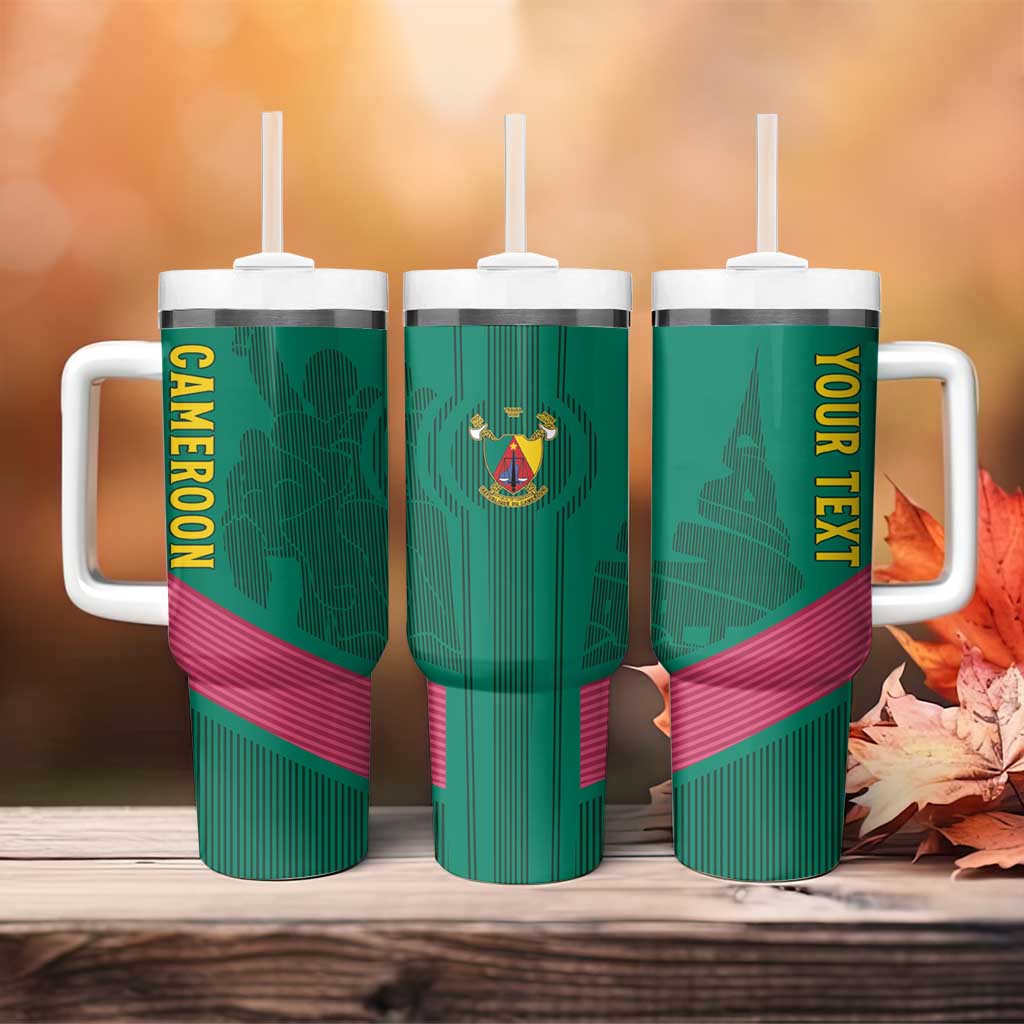 Custom Cameroun Football Tumbler With Handle Allez les Lions LT15