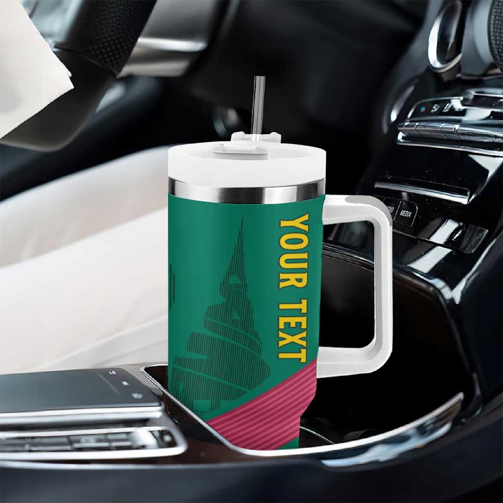 Custom Cameroun Football Tumbler With Handle Allez les Lions LT15