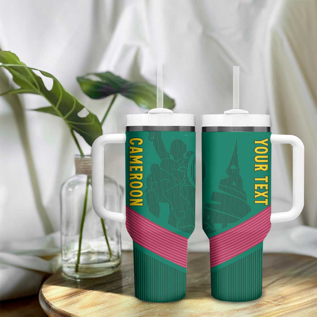 Custom Cameroun Football Tumbler With Handle Allez les Lions LT15