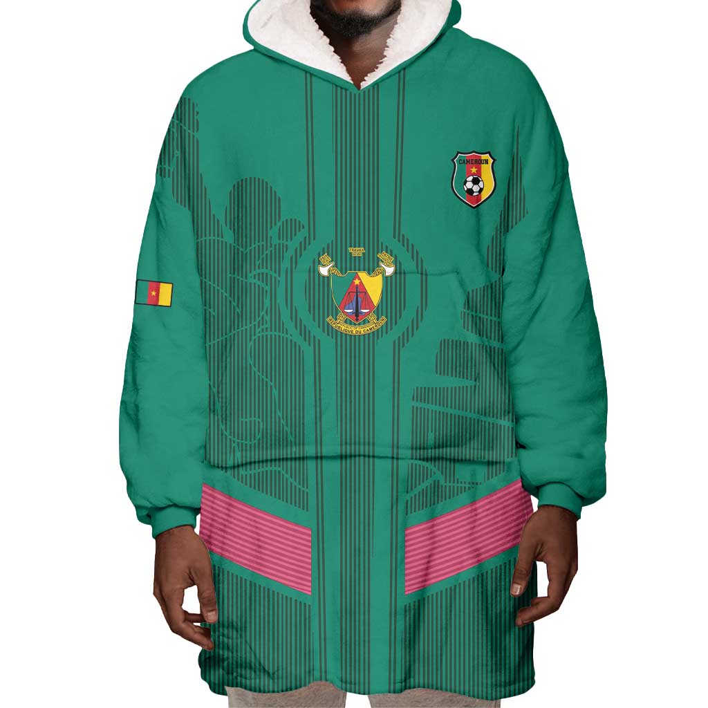 Custom Cameroun Football Wearable Blanket Hoodie Allez les Lions LT15