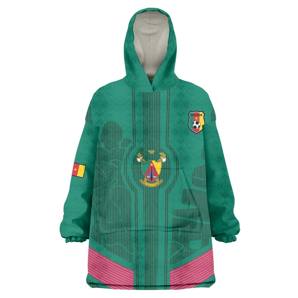 Custom Cameroun Football Wearable Blanket Hoodie Allez les Lions LT15