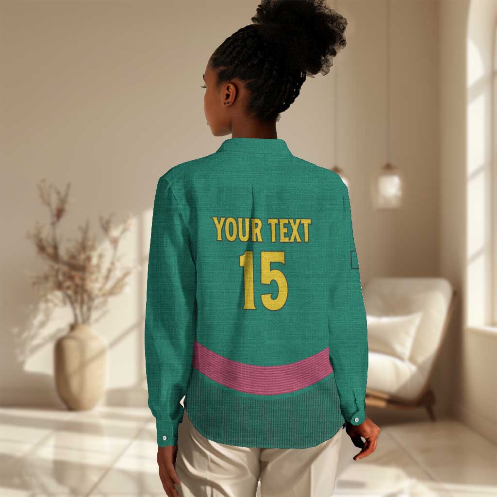 Custom Cameroun Football Women Casual Shirt Allez les Lions LT15