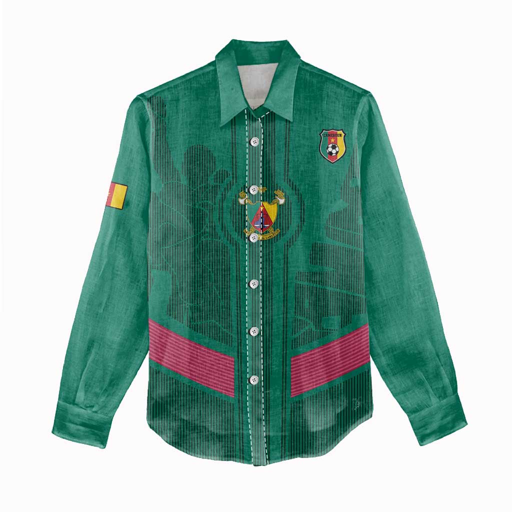 Custom Cameroun Football Women Casual Shirt Allez les Lions LT15