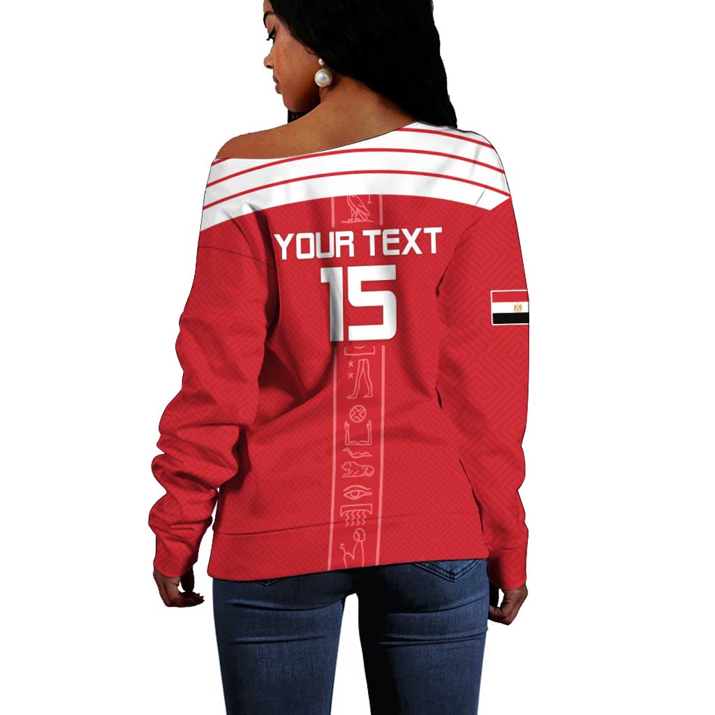 Egyptian Football Custom Off Shoulder Sweater Yalla Masr - Red Ver LT15