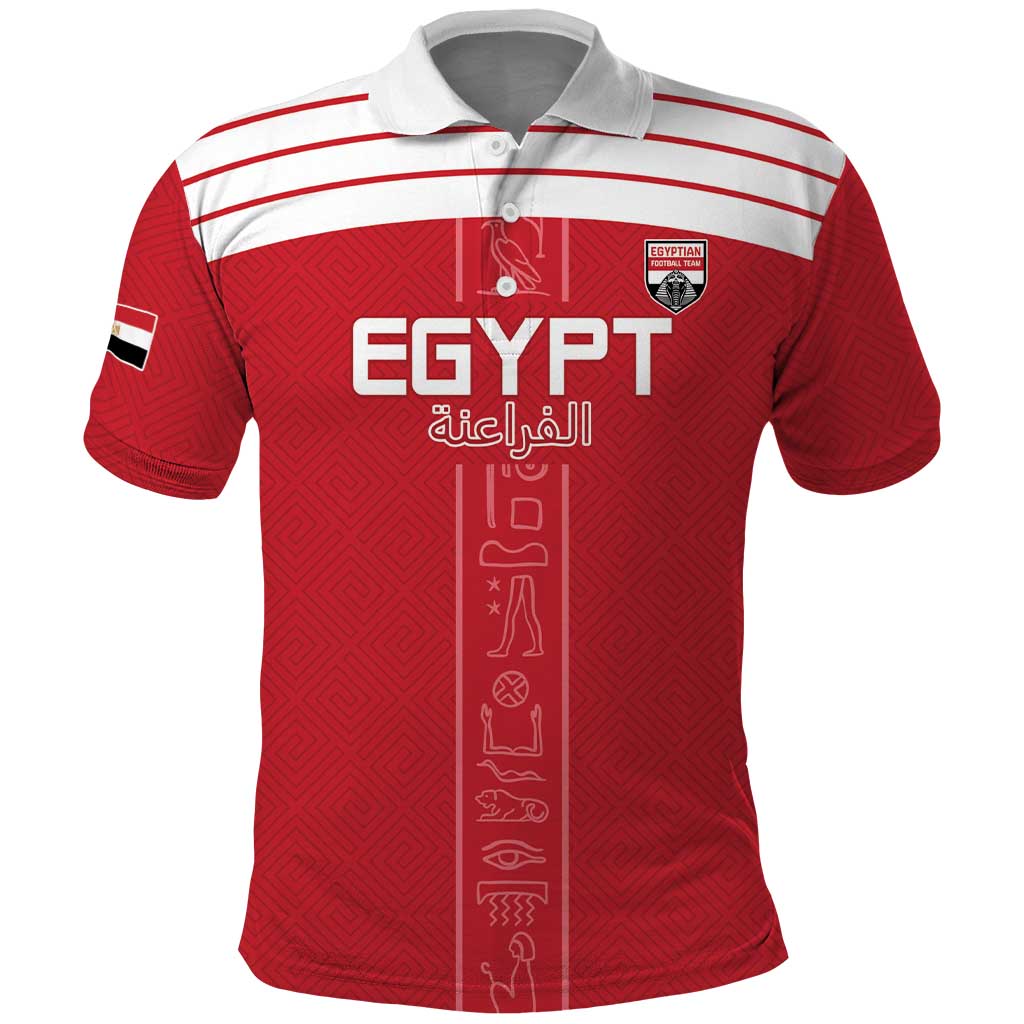 Custom Egypt Football Polo Shirt Yalla Yalla Pharaohs - Red Ver LT15