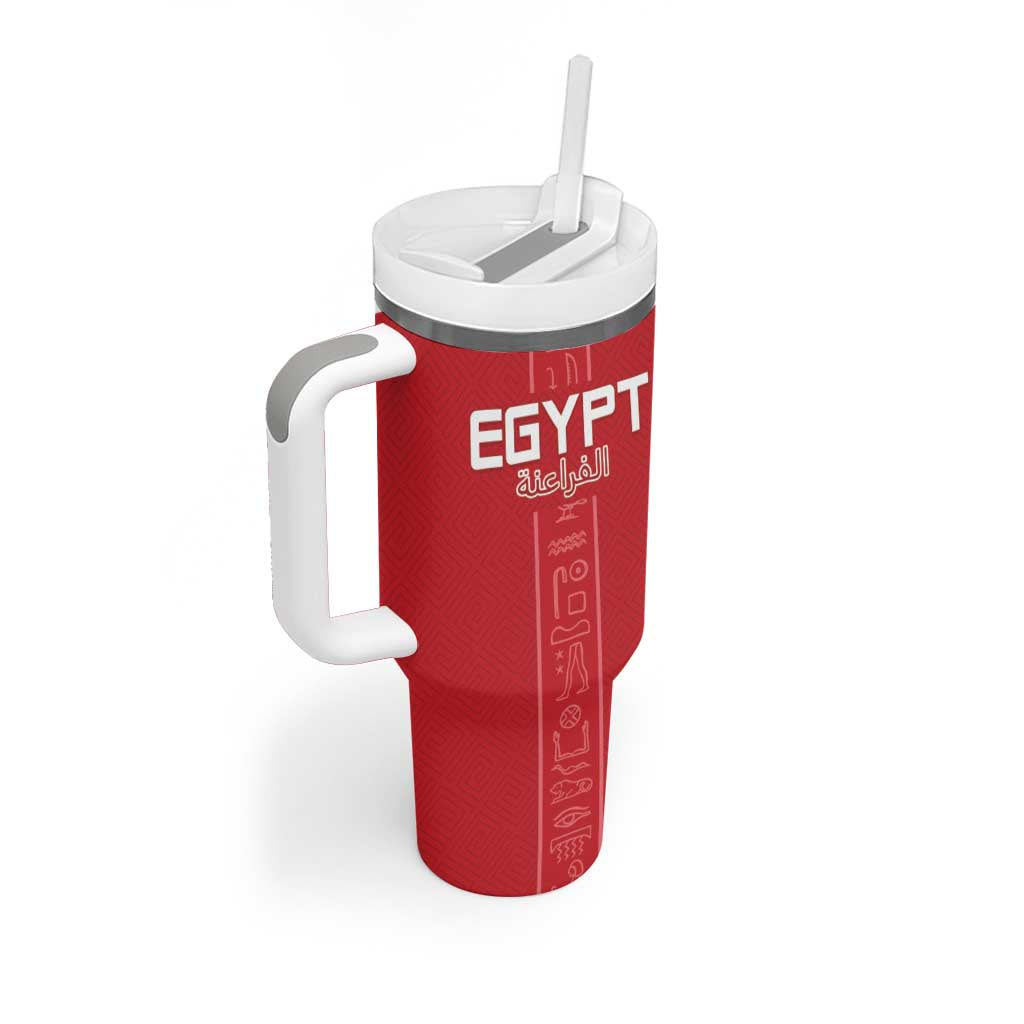 Egyptian Football Custom Tumbler With Handle Yalla Masr - Red Ver LT15