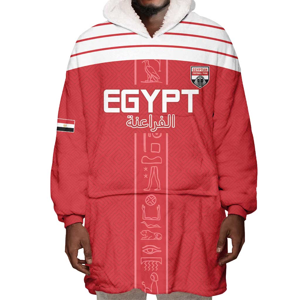 Egyptian Football Custom Wearable Blanket Hoodie Yalla Masr - Red Ver LT15