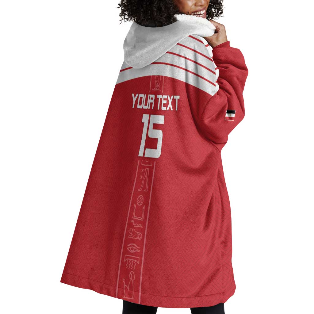 Egyptian Football Custom Wearable Blanket Hoodie Yalla Masr - Red Ver LT15