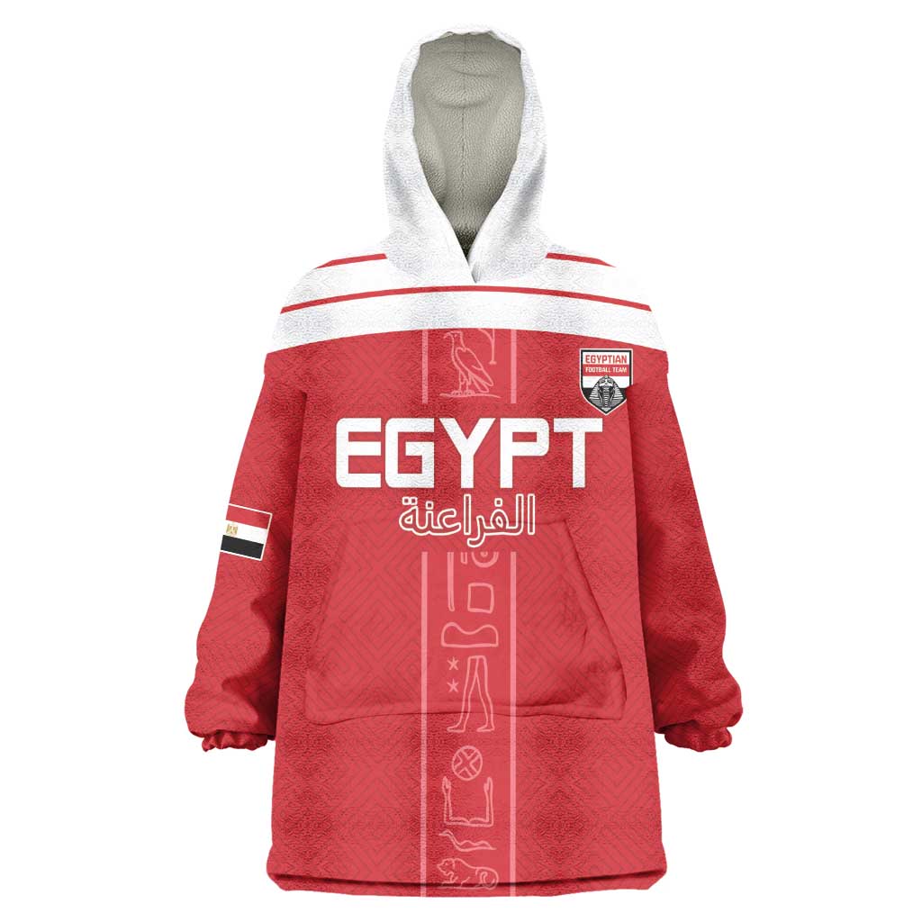 Egyptian Football Custom Wearable Blanket Hoodie Yalla Masr - Red Ver LT15