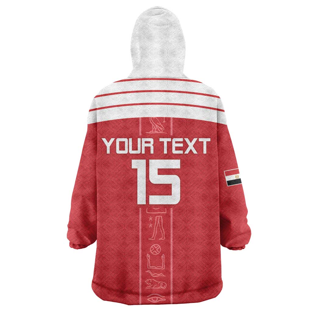 Egyptian Football Custom Wearable Blanket Hoodie Yalla Masr - Red Ver LT15