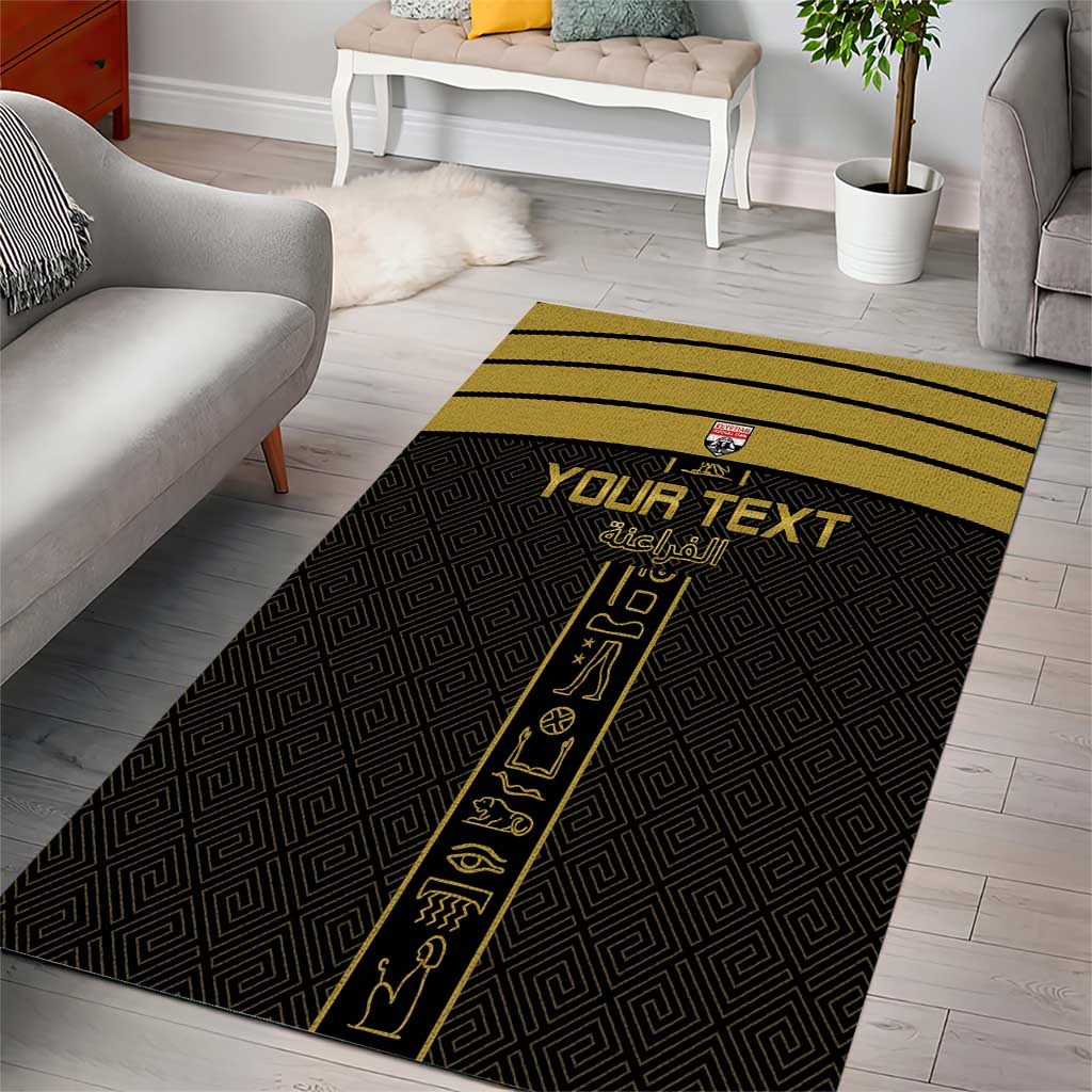 Egyptian Football Custom Area Rug Yalla Masr - Black Ver LT15