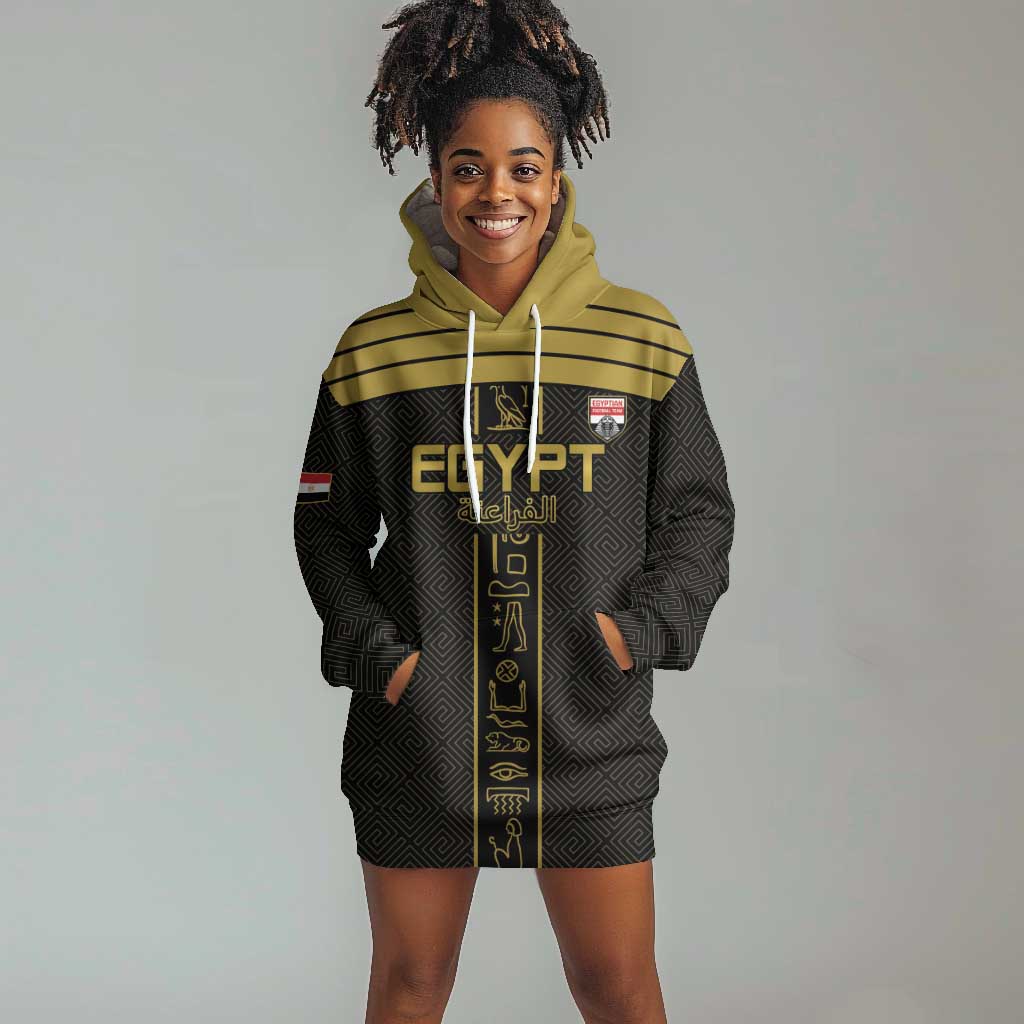 Egyptian Football Custom Hoodie Dress Yalla Masr - Black Ver LT15