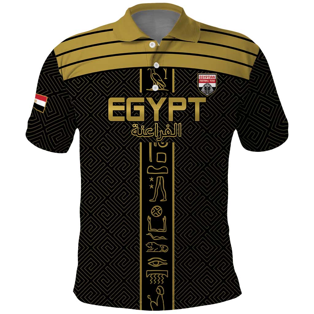 Custom Egypt Football Polo Shirt Yalla Yalla Pharaohs - Black Ver LT15