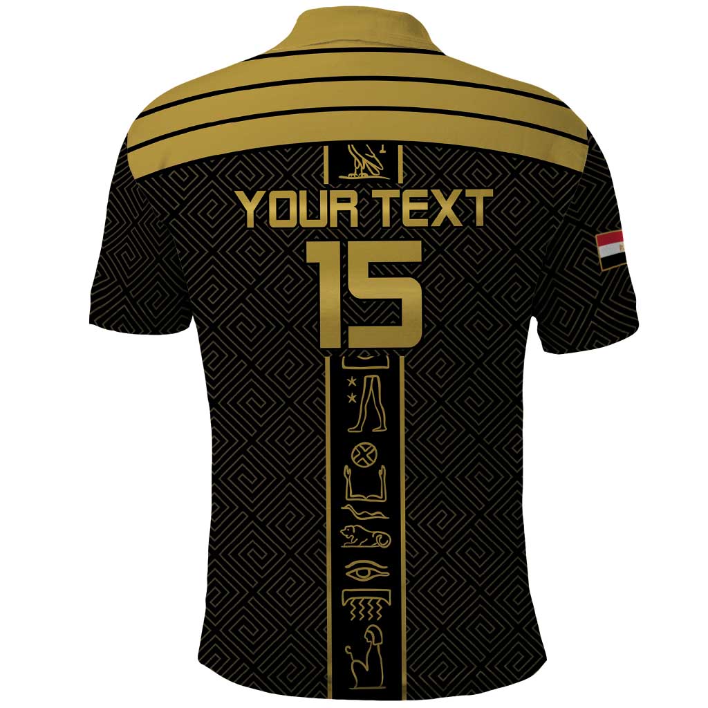 Custom Egypt Football Polo Shirt Yalla Yalla Pharaohs - Black Ver LT15