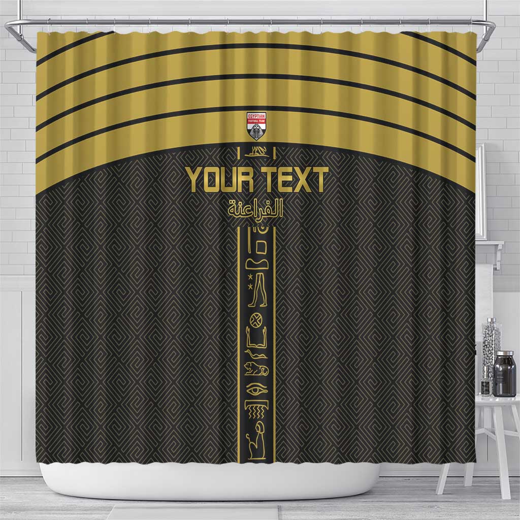 Custom Egypt Football Shower Curtain Yalla Yalla Pharaohs - Black Ver LT15