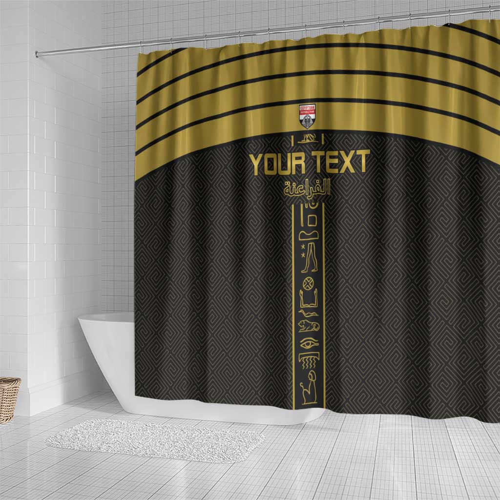 Custom Egypt Football Shower Curtain Yalla Yalla Pharaohs - Black Ver LT15