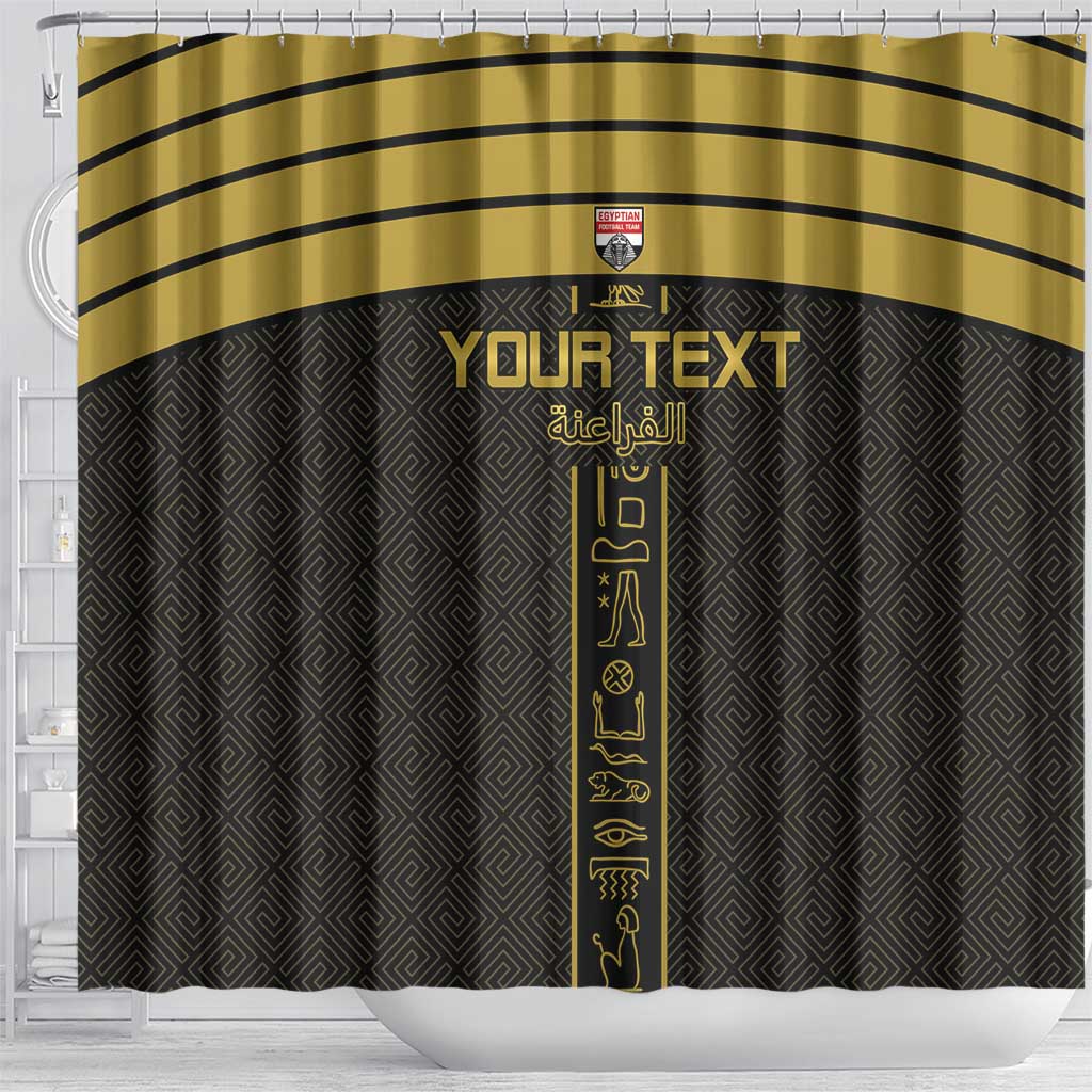 Custom Egypt Football Shower Curtain Yalla Yalla Pharaohs - Black Ver LT15