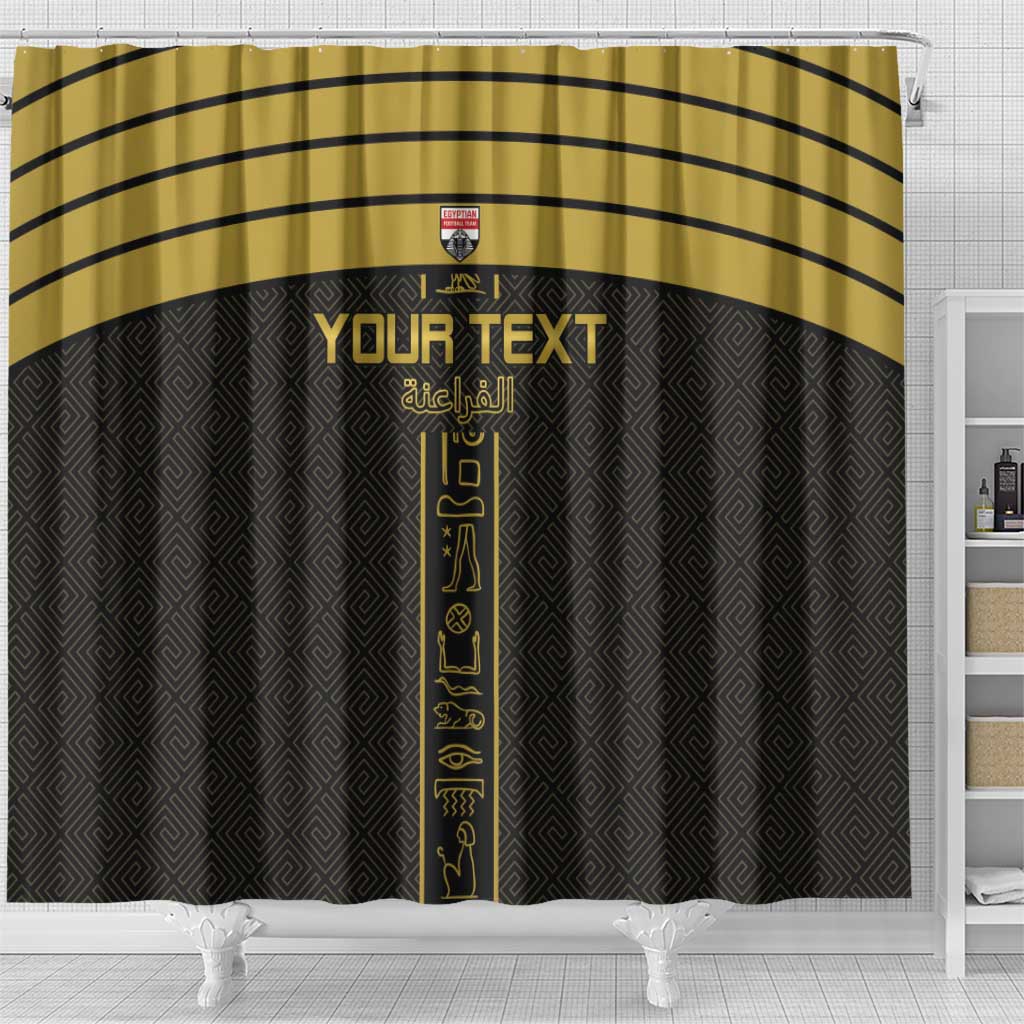 Custom Egypt Football Shower Curtain Yalla Yalla Pharaohs - Black Ver LT15