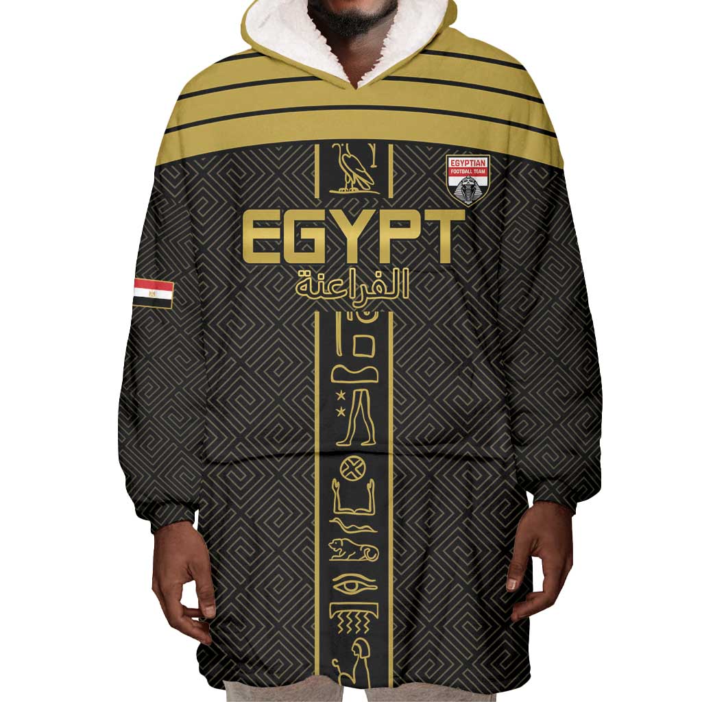Egyptian Football Custom Wearable Blanket Hoodie Yalla Masr - Black Ver LT15