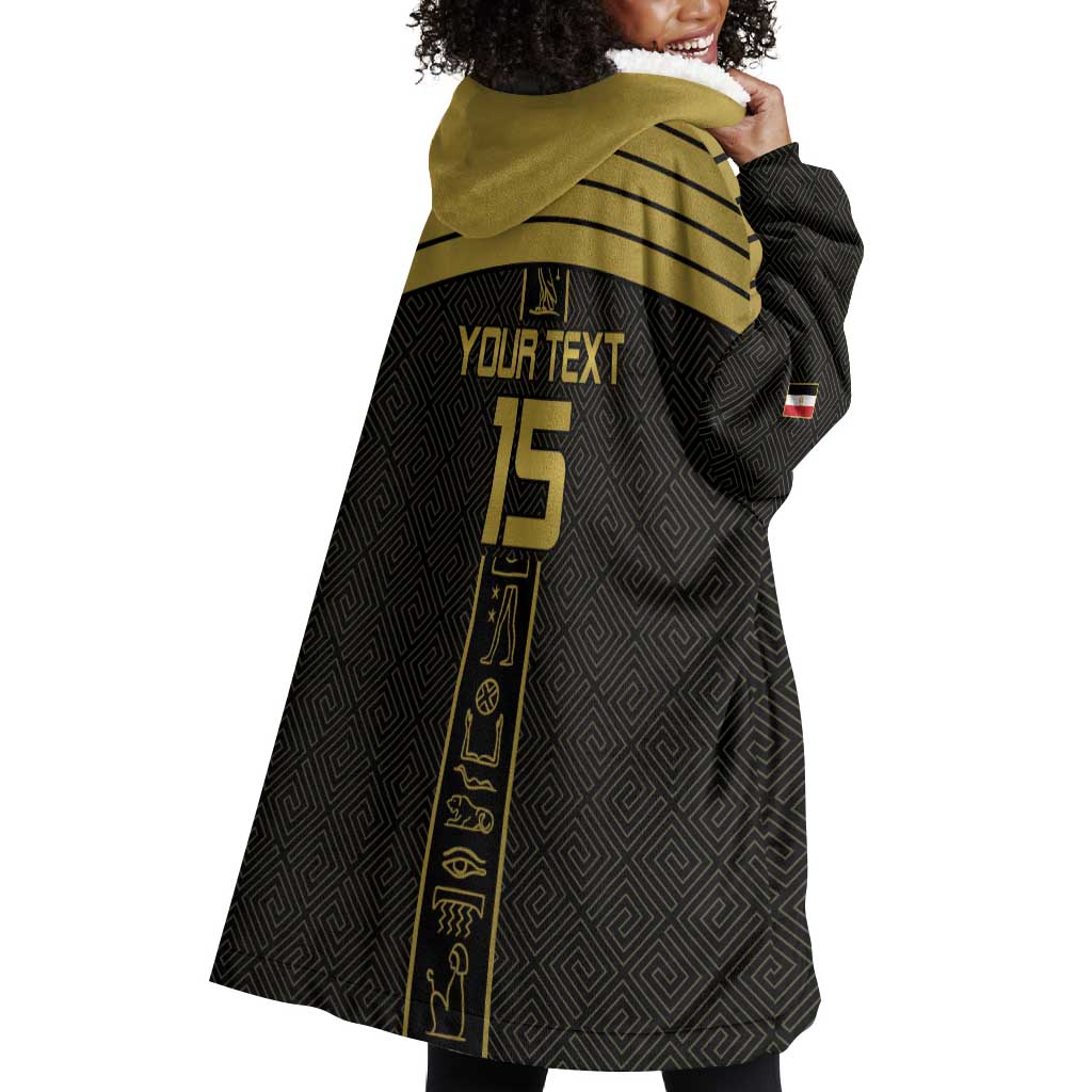 Egyptian Football Custom Wearable Blanket Hoodie Yalla Masr - Black Ver LT15