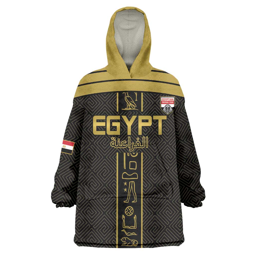 Egyptian Football Custom Wearable Blanket Hoodie Yalla Masr - Black Ver LT15