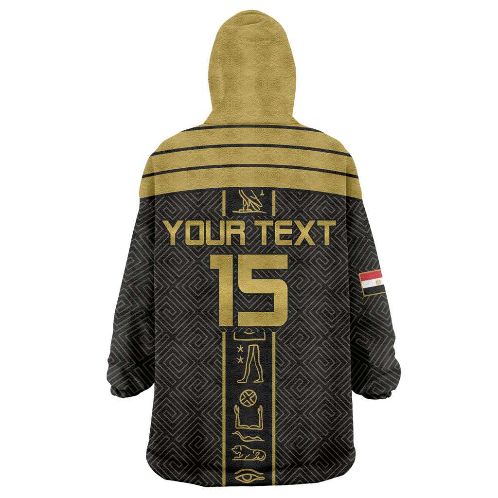 Egyptian Football Custom Wearable Blanket Hoodie Yalla Masr - Black Ver LT15